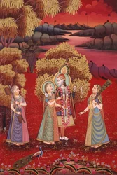 Miniatura di Radha Krishna su seta