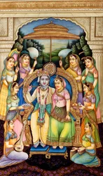 Radha Krishna in miniatura su avorio