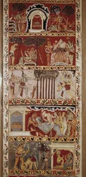 Scene del Ramayana, poema epico composto nel VI secolo da Valmiki e che racconta la leggenda di Rama. Bengala Occidentale. Biblioteca Victoria & Albert. Londra