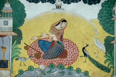 Donna con Rudra Veena, Miniatura, India