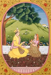 Immagine del Calendario Annuale e Pittura per un Mese Indù Baisakh, India