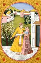 Immagine del calendario annuale e dipinto per un mese indù Fagun, India