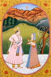 Immagine del calendario annuale e dipinto per un mese indù Jeth, India