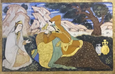 Affresco al palazzo Chehel Sotoun, Esfahan, Iran