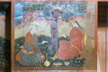 Affresco al palazzo Chehel Sotoun, Esfahan, Iran
