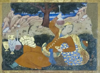 Affresco al palazzo Chehel Sotoun, Esfahan, Iran