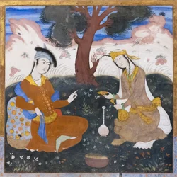 Affresco al palazzo Chehel Sotoun, Esfahan, Iran