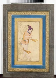 Ritratto di un maestro derviscio iraniano - Miniatura dipinta, acquerello, gouache e oro su cartone, inizio XVII secolo