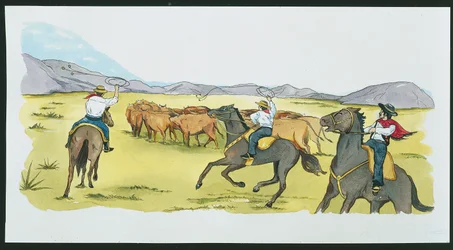 Argentina - gauchos che radunano il bestiame nelle Pampas