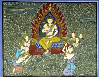 Adorazione del Buddha. Affresco nel Tempio di Yongju, regione di Suwon, Corea
