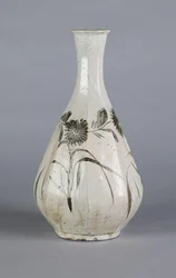 Vaso con crisantemo e disegno di casa, dinastia Choson