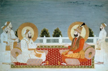Arte indiana: rappresentazione di Muhammad Shah (1702-1748), imperatore indiano, e Nadir Shah (1688-1747), scià dell