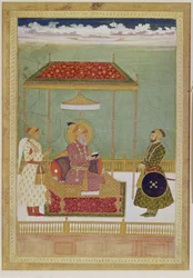 Ritratto di Shah Aurangzeb con un uomo, possibilmente Ashraf Khan, inizio XVIII secolo