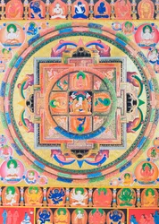 Mandala di Panchabuddha, raffigurante cinque forme di Buddha che simboleggiano cinque tipi di saggezza