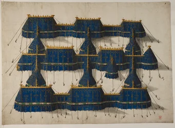Progetto per un padiglione reale in blu e oro