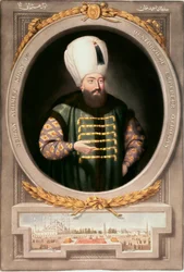 Impero Ottomano: Ritratto del Sultano Ahmed I (1590-1617) Miniatura Biblioteca del Museo Topkapi Sarayi di Istanbul