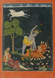 Parasurama che uccide Karttavirya Arjuna, Chamba o Bilaspur, Himachal Pradesh, 1750-60 ca.