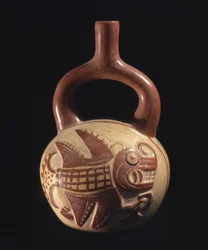 Vaso con disegno di pesci, Mochica, 200-800 d.C.