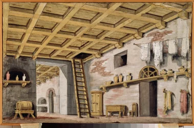 La cucina. Scenografia preparatoria per una pièce teatrale
