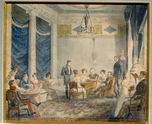 Il salone della famiglia Olenin a Priyutino