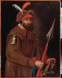Ritratto del capo cosacco Ermak Timofeevič (nato tra il 1532 e il 1542-1585), conquistatore della Siberia. Dipinto anonimo, inizio del XVIII secolo. Museo statale d