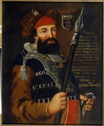 Ritratto del capo cosacco, conquistatore ed esploratore della Siberia, Ermak Timofeevič (nato tra il 1532 e il 1542-1585).