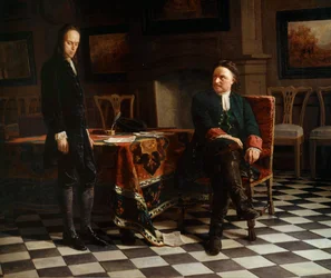 Ritratto di Pietro I il Grande (1672-1725), zar russo e suo figlio Alessio (1690-1718)