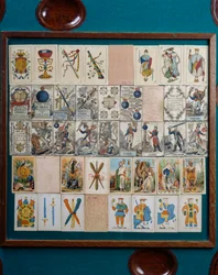 Carte da gioco, dettaglio da tavolo da gioco catalano, Spagna