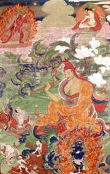 Il mago Abhayakava del Bengala, Thangka tibetana, Musée Guimet, Parigi