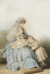 Regina Maria Amalia dei Francesi, con i figli del Principe Luigi, Duca di Nemours, 1845