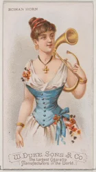 Corno romano, dalla serie Strumenti Musicali N82 per sigarette Duke, 1888