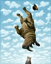 Rinoceronte, 2019 (tavola di graffio, colorata digitalmente)