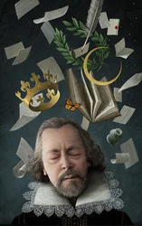Sogno di Shakespeare, 2016 (tavola di graffio, colorata in digitale)