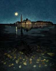 Il mercante di Venezia, 2017 (tavola di graffio, colorata in digitale)