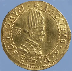 4 sterline scozzesi (hat-piece) di Giacomo VI, zecca di Edimburgo, 1591 (dritto)