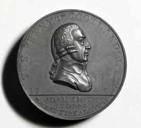 Penny scozzese commemorativo di Adam Smith (dritto), 1797 (rame)