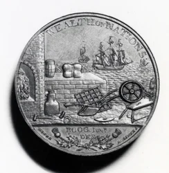 Penny scozzese commemorativo di Adam Smith (rovescio), 1797 (rame)