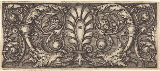 Ornamento con due delfini grotteschi