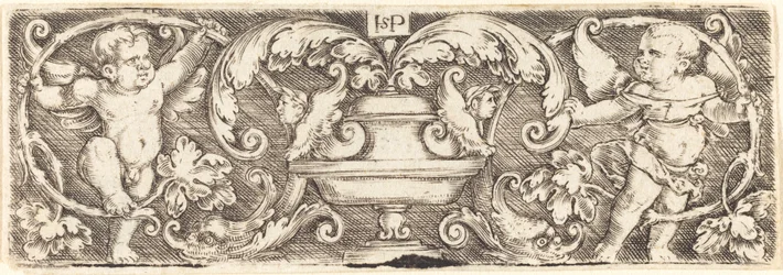 Ornamento con un Vaso tra Due Genii