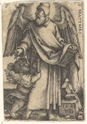 Tavola 1: San Matteo con la testa girata di profilo a sinistra, un cherubino in basso a sinistra, 1541