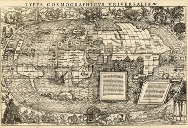 Typus Cosmographicus Universalis (Mappa del mondo), 1532 circa (xilografia)