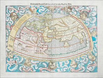 Mappa del mondo tolemaico del 1550 di Sebastian Münster