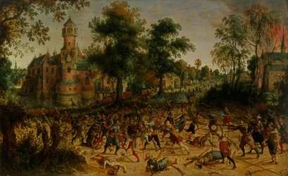 Assalto a una città (olio su tela)