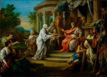 La vergine Vestale Tuccia davanti a Numa Pompilio (dipinto su tela)