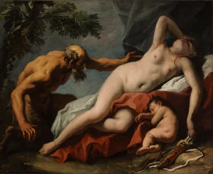 Venere e Satiro - Dipinto di Sebastiano Ricci