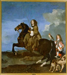 Cristina di Svezia a cavallo ... (dipinto su tela)