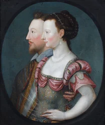 Ritratto di profilo di una dama e di un gentiluomo, presumibilmente Philip Sydney e sua sorella Lady Pembroke (olio su tela)