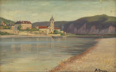 Vista di Dürnstein dalla sponda opposta del Danubio