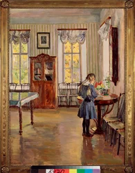 In una casa - Dipinto di Sergei Arsenyevich Vinogradov, olio su tela