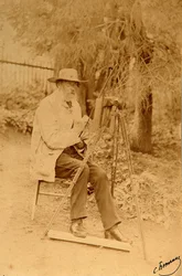 Ritratto del poeta Yakov Petrovich Polonsky al cavalletto